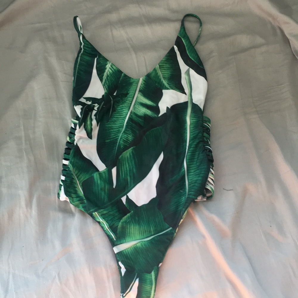 Leaf Print One Piece Bathing/Body Suit